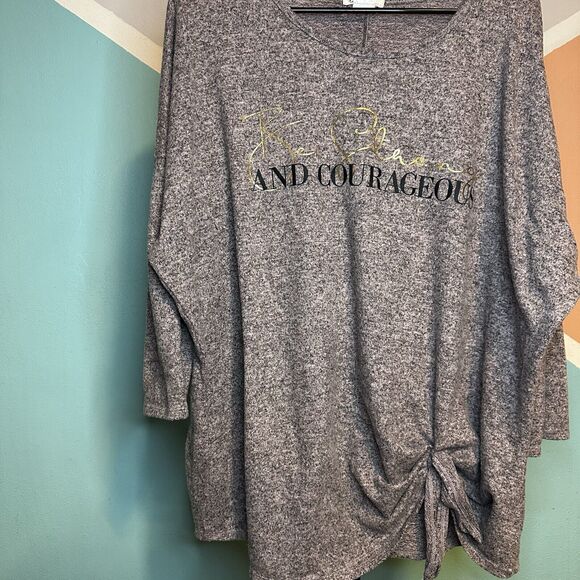 Womens Plus‎ Size 2x Top Be Strong And Courageous Brand Tea Please Tie - Picture 1 of 6